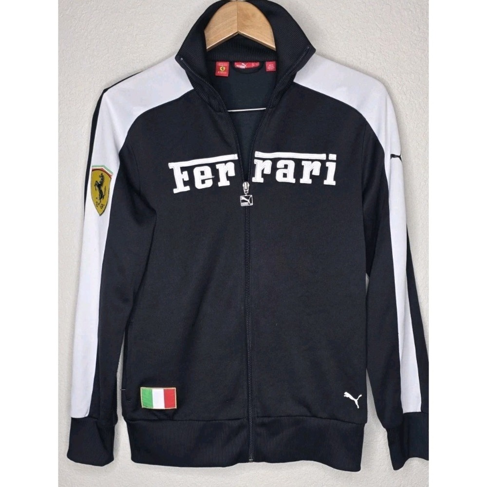 Puma Ferrari Black Full Zip Track Jacket Sz M Racing Sports Car Italy